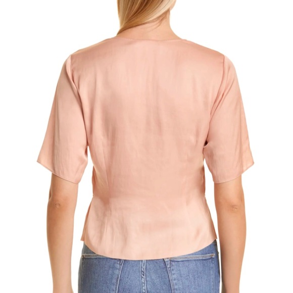 FRAME PINK SHIRRED V-NECK BLOUSE - Picture 8 of 11